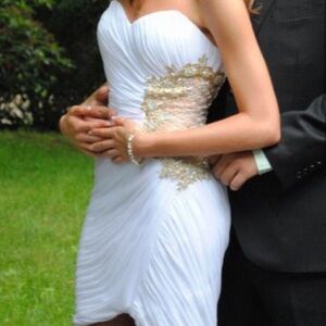 La Femme Gold Sheer Cut Out Mini Prom Dress Size 6